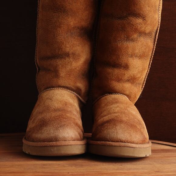 UGG Boots Womens Size 7 Brown Bailey Over The Knee Suede Shearling Pull On READ - Picture 5 of 16
